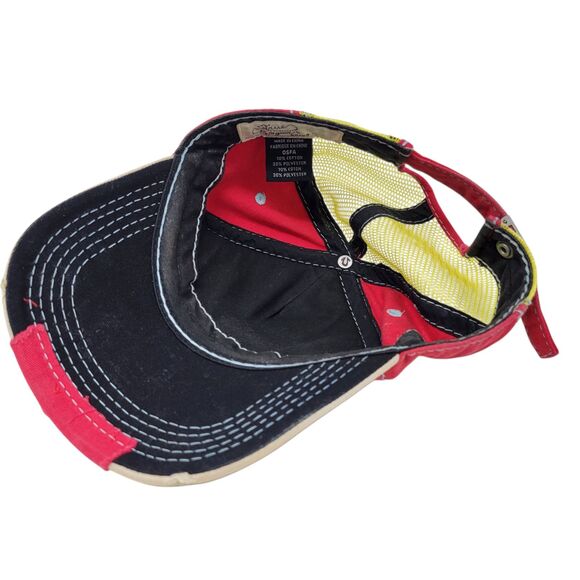 True Religion Distressed Style Strapback Trucker Baseball Cap Hat Tan Red - Picture 7 of 10